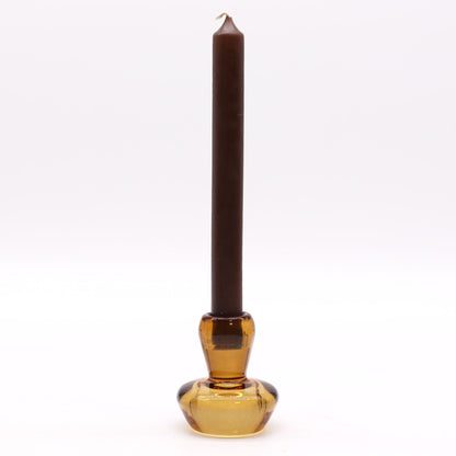 Pair of Mushroom Flip Dinner Candle / Tealight Holders - Antique Amber
