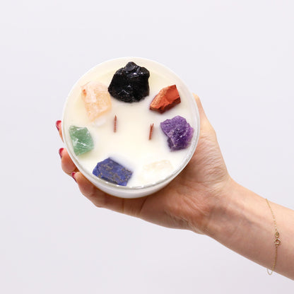 Large Chakra Crystal Candles - Seven Chakras