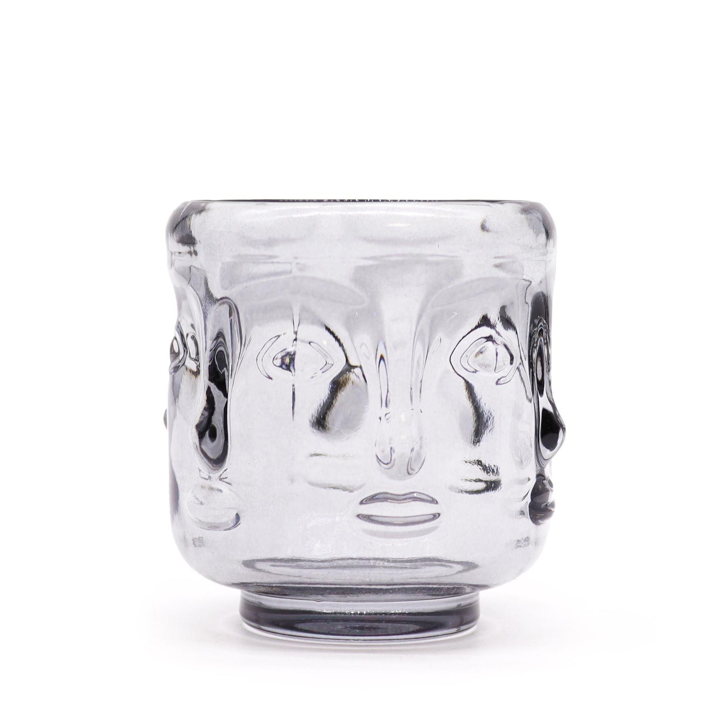 Pair of Buddha Faces Candle Holders - Midnight Grey