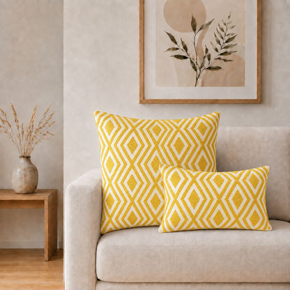 Classic Cushion Cover - Mustard Diamonds- 30x50cm - Lumber Style