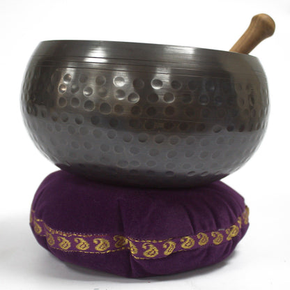 Singing Bowl Velvet Cushion - 16cm - Assorted Colours