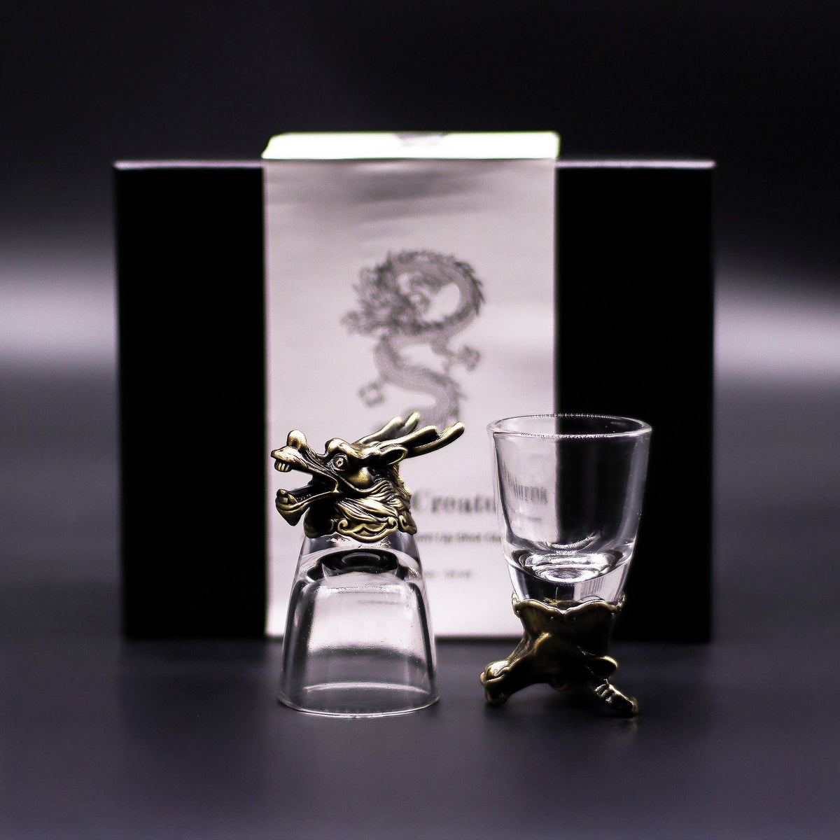 Gift Set of 6 Shot Glasses (50ml) - Mystical Creatures - Antique Bronze