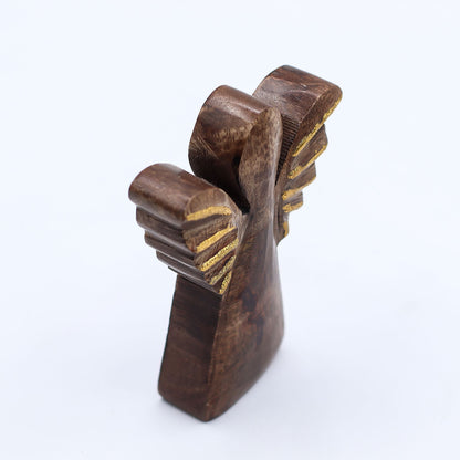 Small Mango Wood Angel - Gold Decor (12cm)
