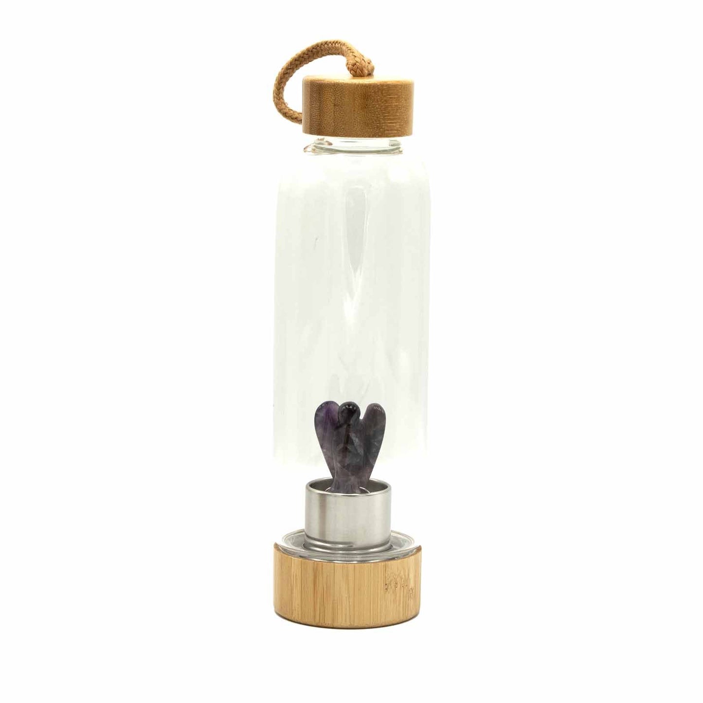 Crystal Infused Glass Water Bottle - Amethyst - Angel