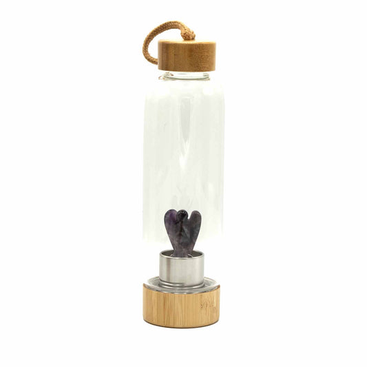 Crystal Infused Glass Water Bottle - Amethyst - Angel