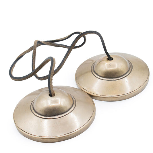 Premium Brass Tibetan Tingsha - Plain Traditional - approx 7.5cm (345g)