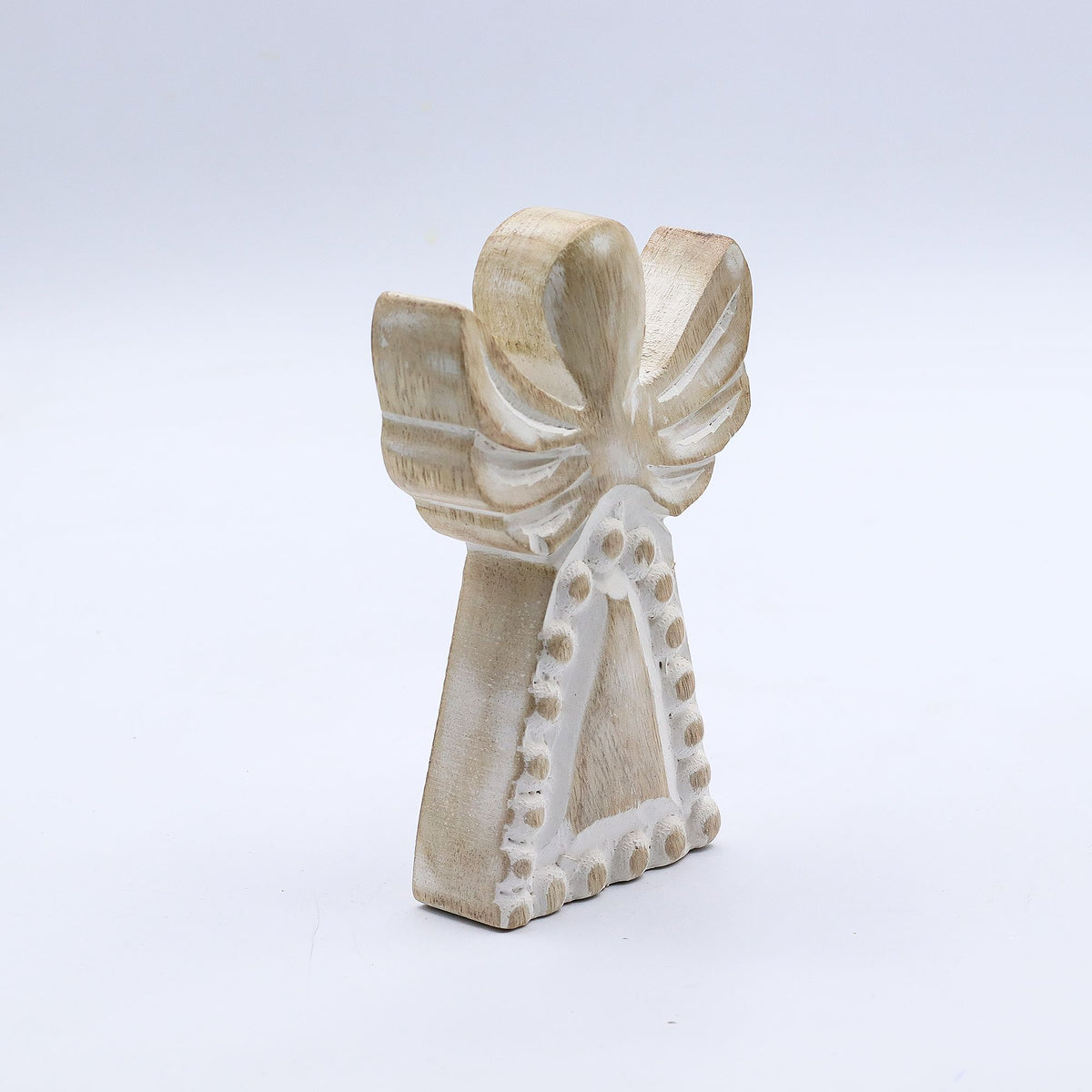Mango Wood Angel - Whitewash (13cm)