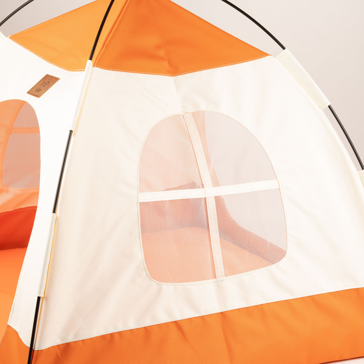 PAW Bed – Beige & Orange Tent – 58 × 58 × 48cm