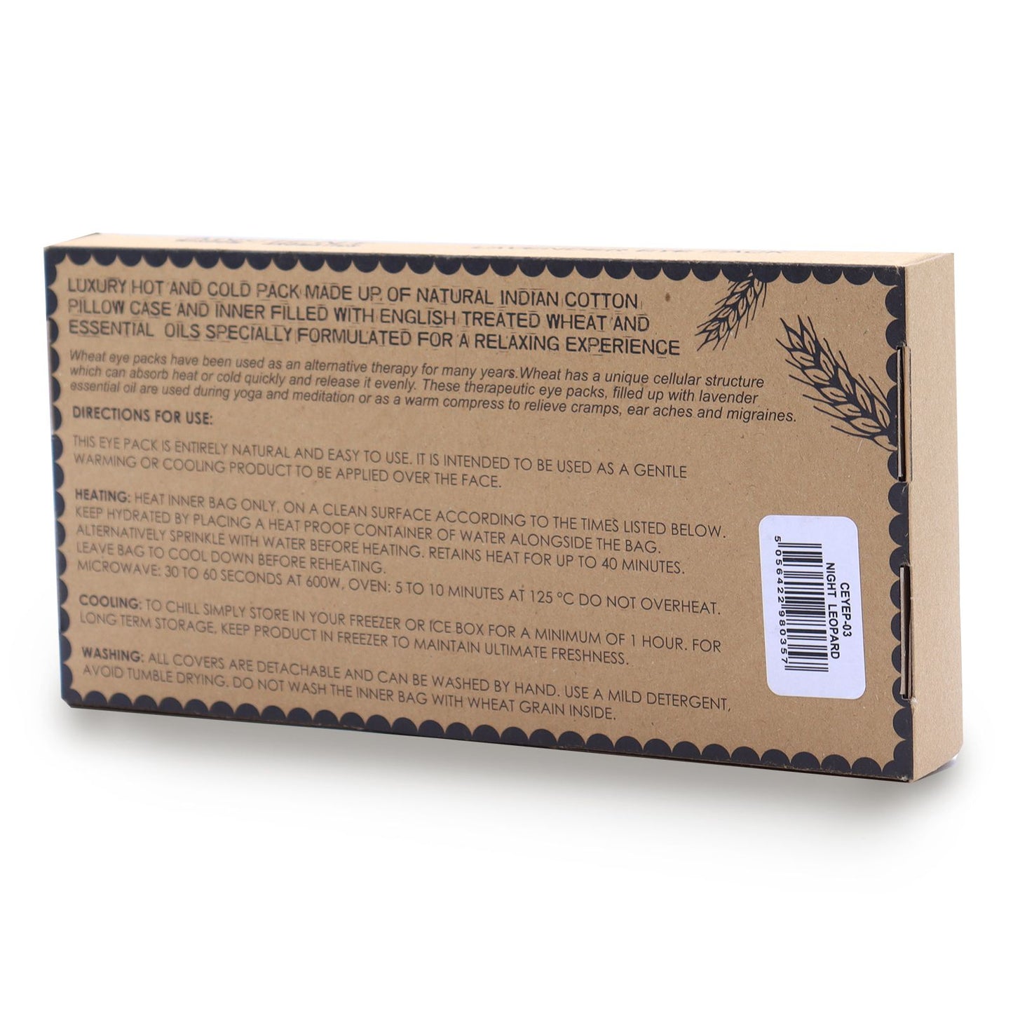 Lavender Natural Cotton and Juco Eye Pillow - Night Leopard