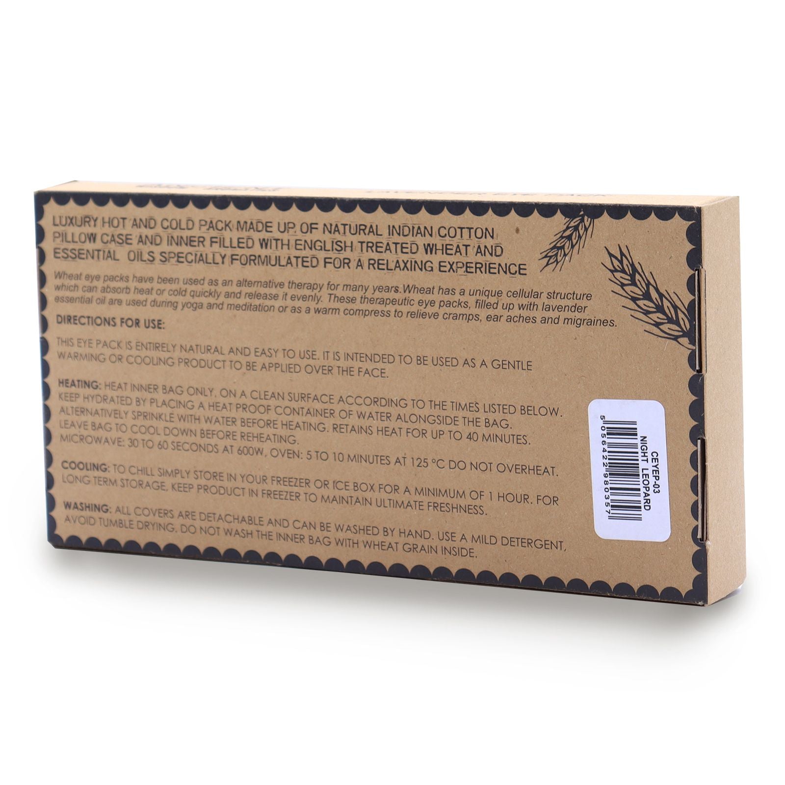 Lavender Natural Cotton and Juco Eye Pillow - Night Leopard