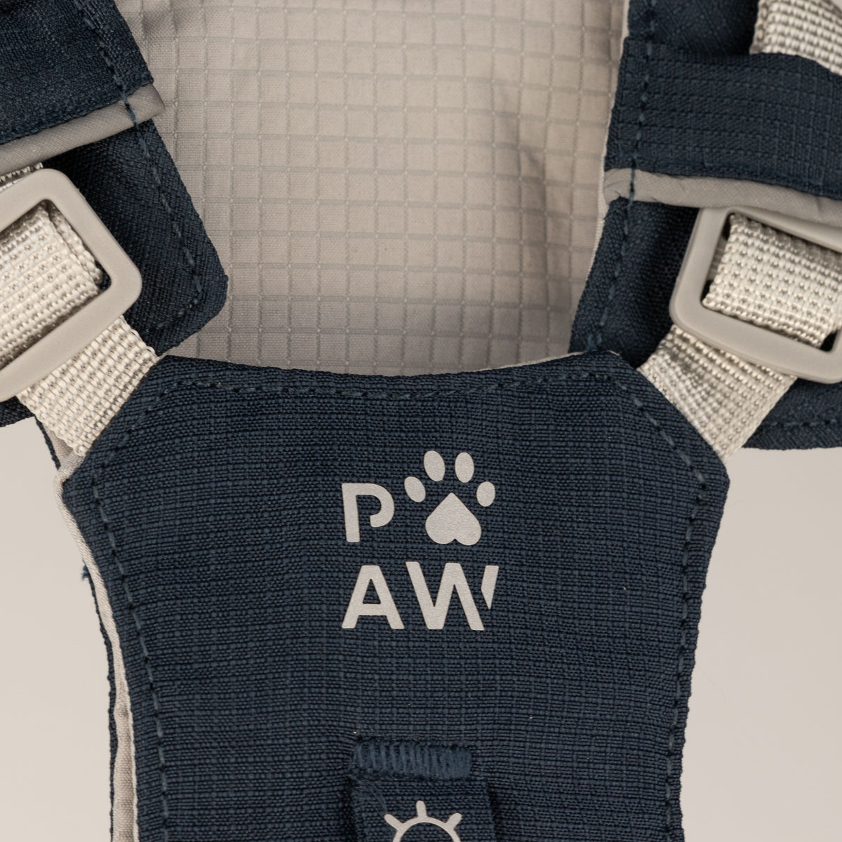 PAW - S (4-8Kg) Dog Step-in Guardian Harness with Reflective Mesh - Rock Grey - Black Obsidian Charm
