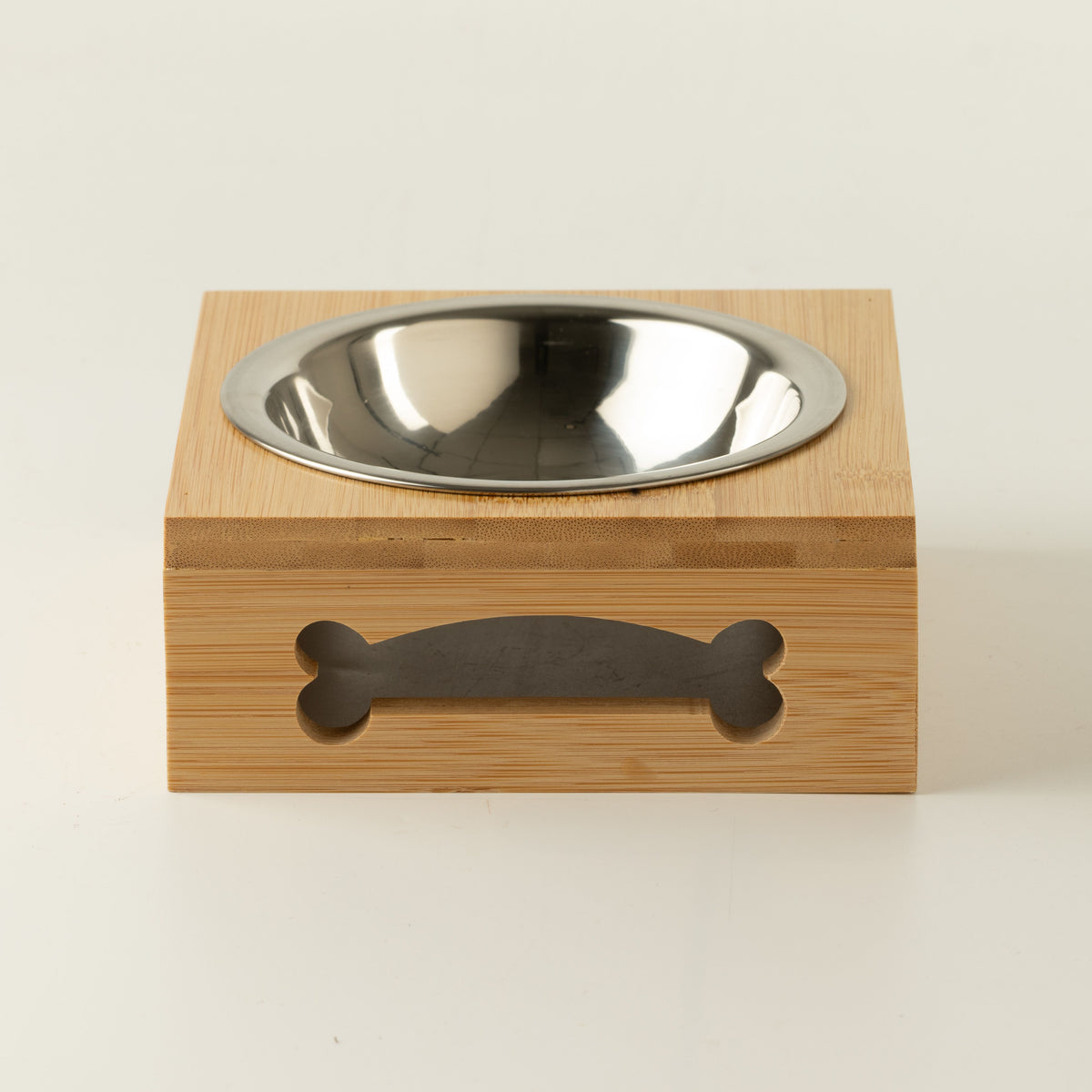 PAW Food Bowls - Single Stainless Steel (201) in Wooden Stand - 12cm