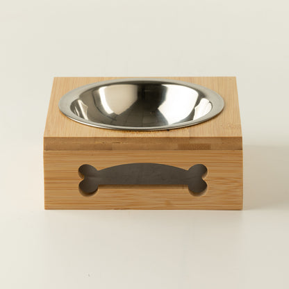 PAW Food Bowls - Single Stainless Steel (201) in Wooden Stand - 12cm
