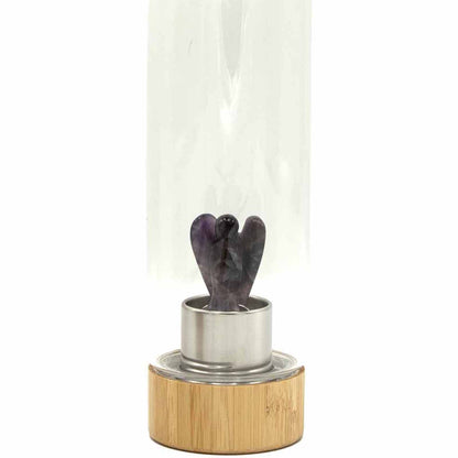 Crystal Infused Glass Water Bottle - Amethyst - Angel