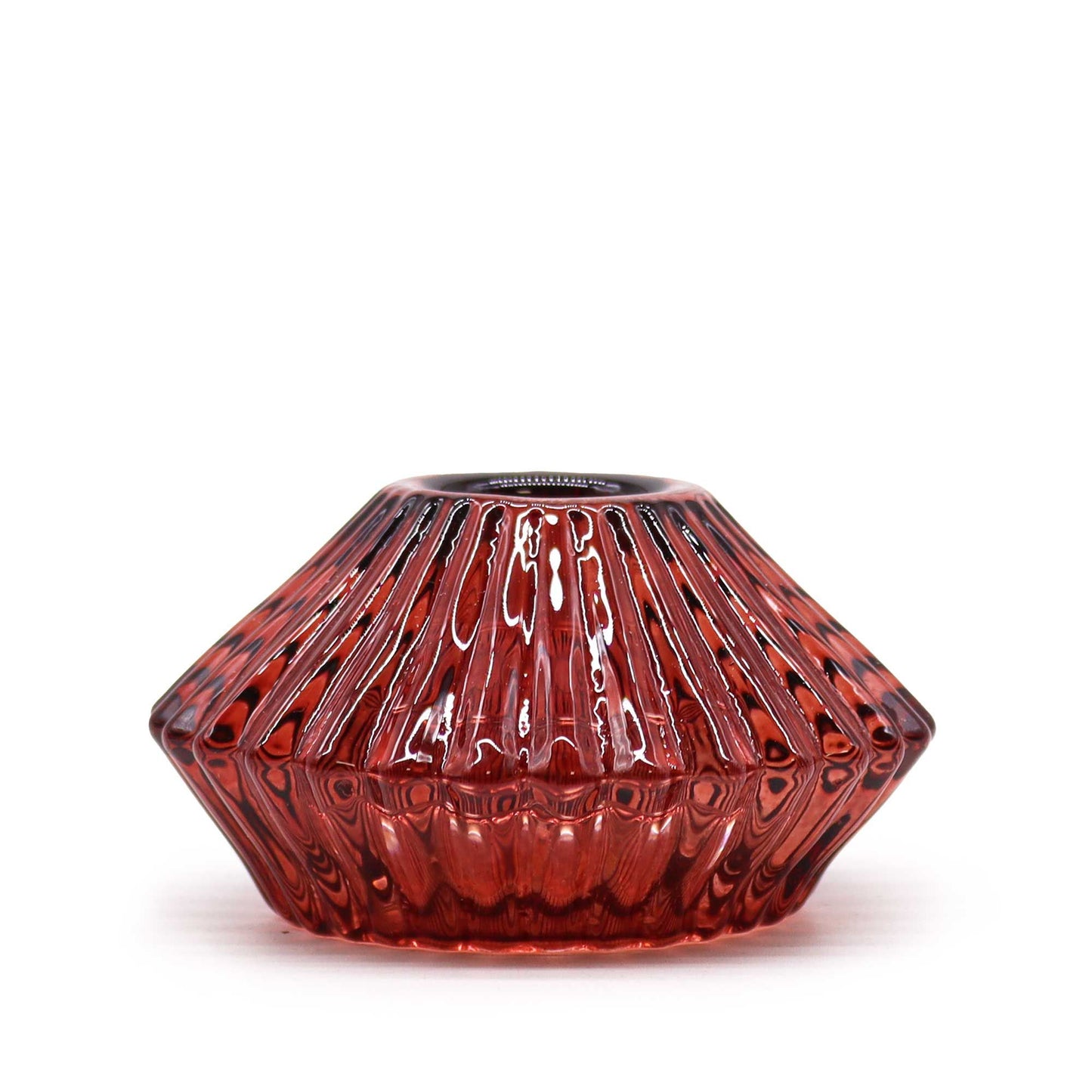 Pair of Flower Flip Dinner Candle / Tealight Holders - Vampire Red
