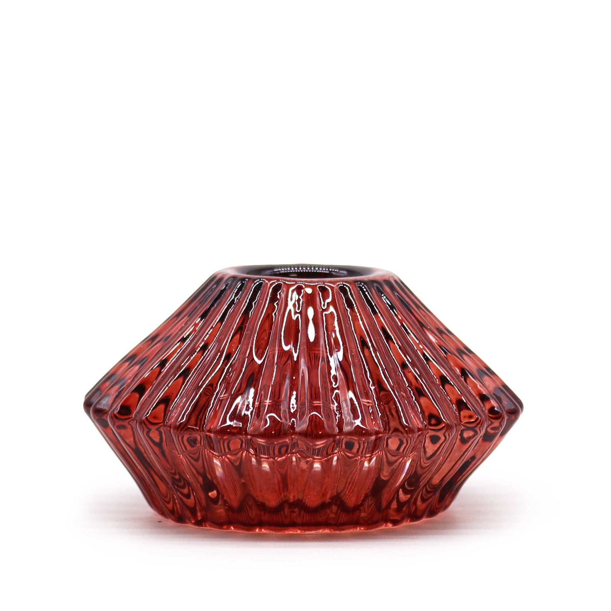 Pair of Flower Flip Dinner Candle / Tealight Holders - Vampire Red