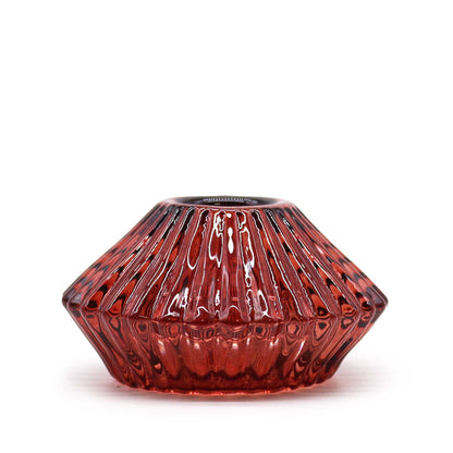 Pair of Flower Flip Dinner Candle / Tealight Holders - Vampire Red