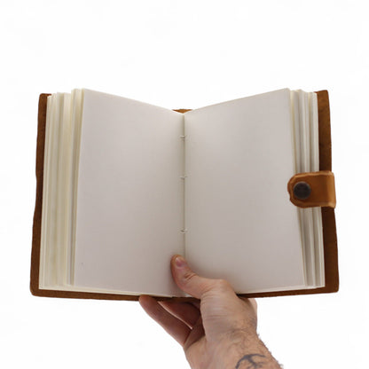 Leather Embossed Notebook – Tan Floral Pattern - 18x13cm