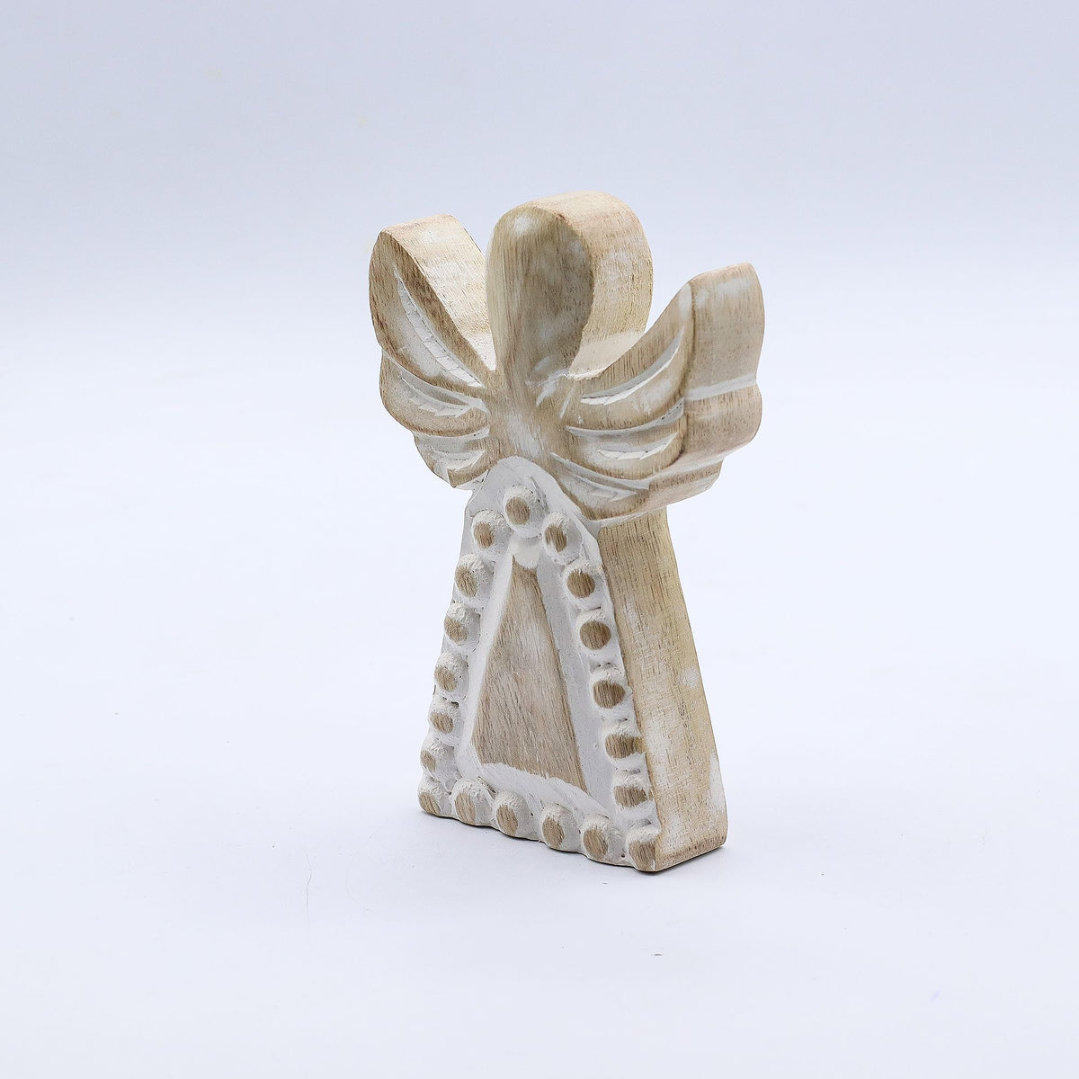 Mango Wood Angel - Whitewash (13cm)
