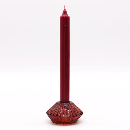 Pair of Flower Flip Dinner Candle / Tealight Holders - Vampire Red