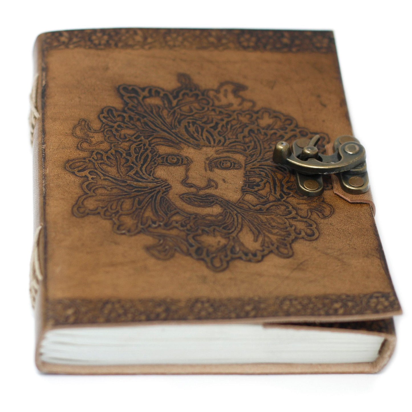 Leather Greenman Notebook - 20x15.5cm