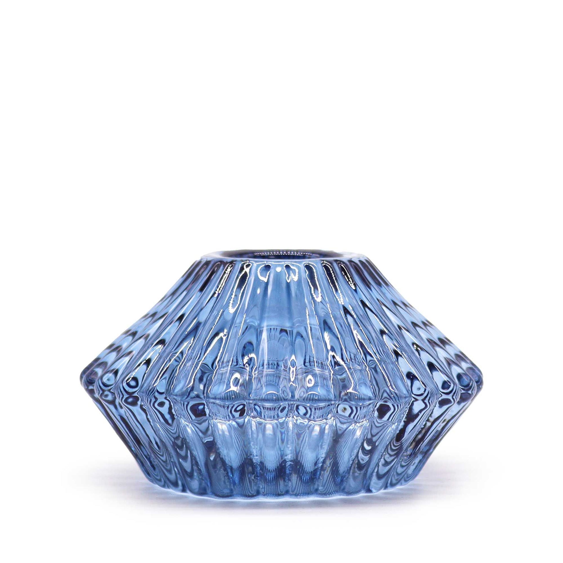 Pair of Flower Flip Dinner Candle / Tealight Holders - Royal Blue