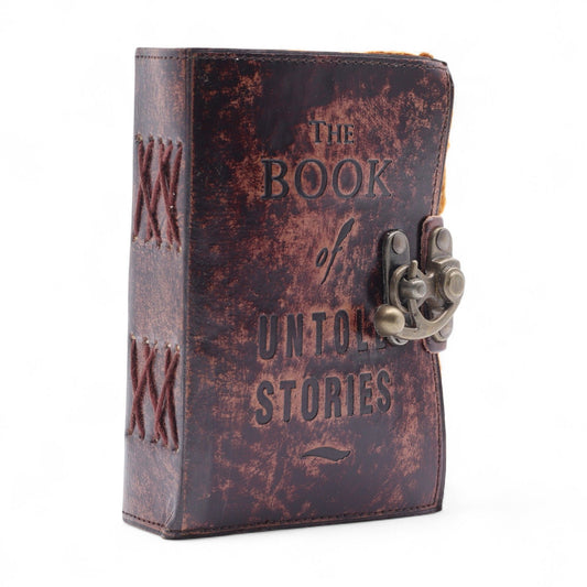 Fat Deckled Leather Notebook – The Book of Untold Stories – 15x10cm
