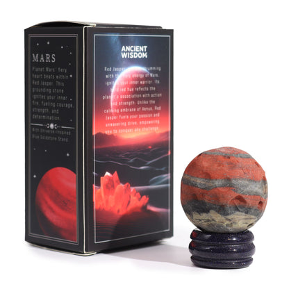 MARS - Red Jasper Planet on a Sola Goldstone Stand