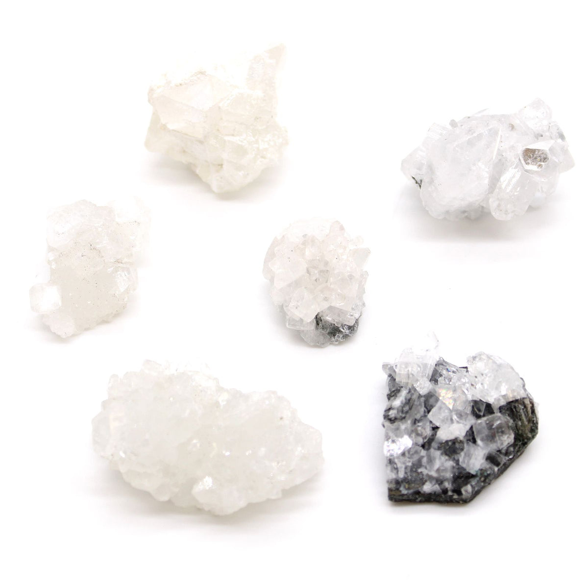 6x White Apophyllite Clusters 20-30mm