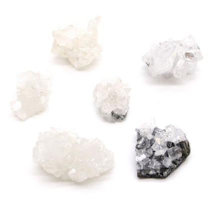 6x White Apophyllite Clusters 20-30mm