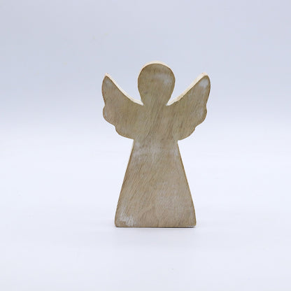 Mango Wood Angel - Whitewash (13cm)