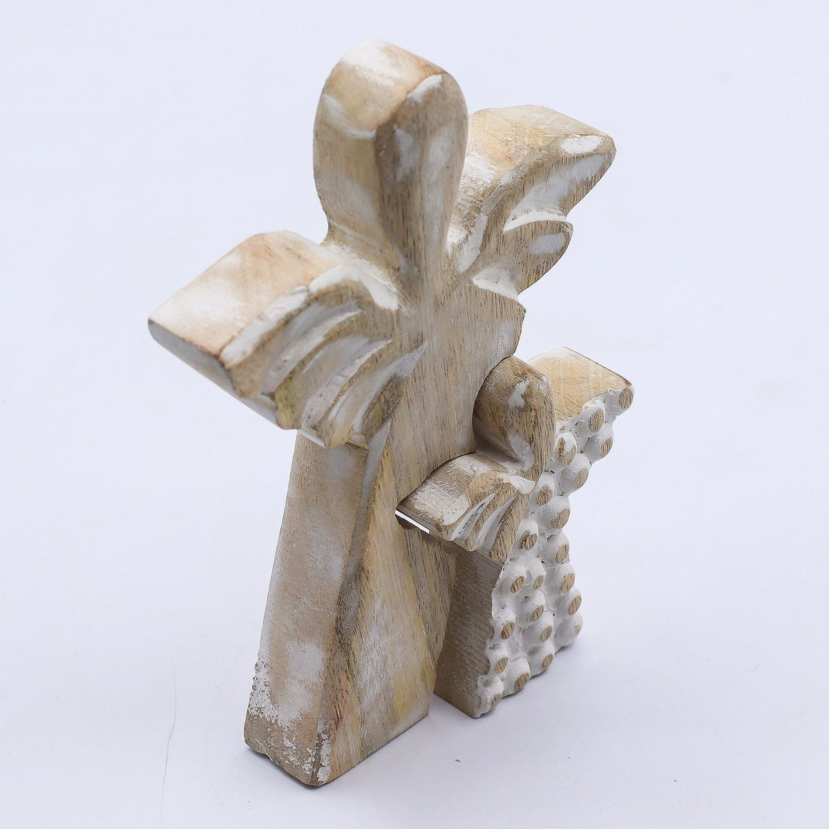 Mango Wood Angel in Angel - Whitewash (15cm)