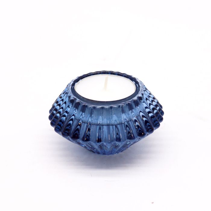 Pair of Flower Flip Dinner Candle / Tealight Holders - Royal Blue