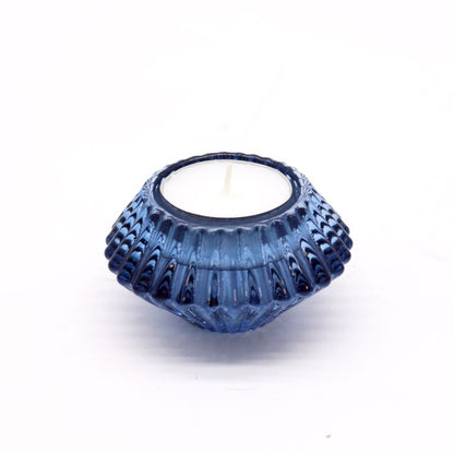 Pair of Flower Flip Dinner Candle / Tealight Holders - Royal Blue