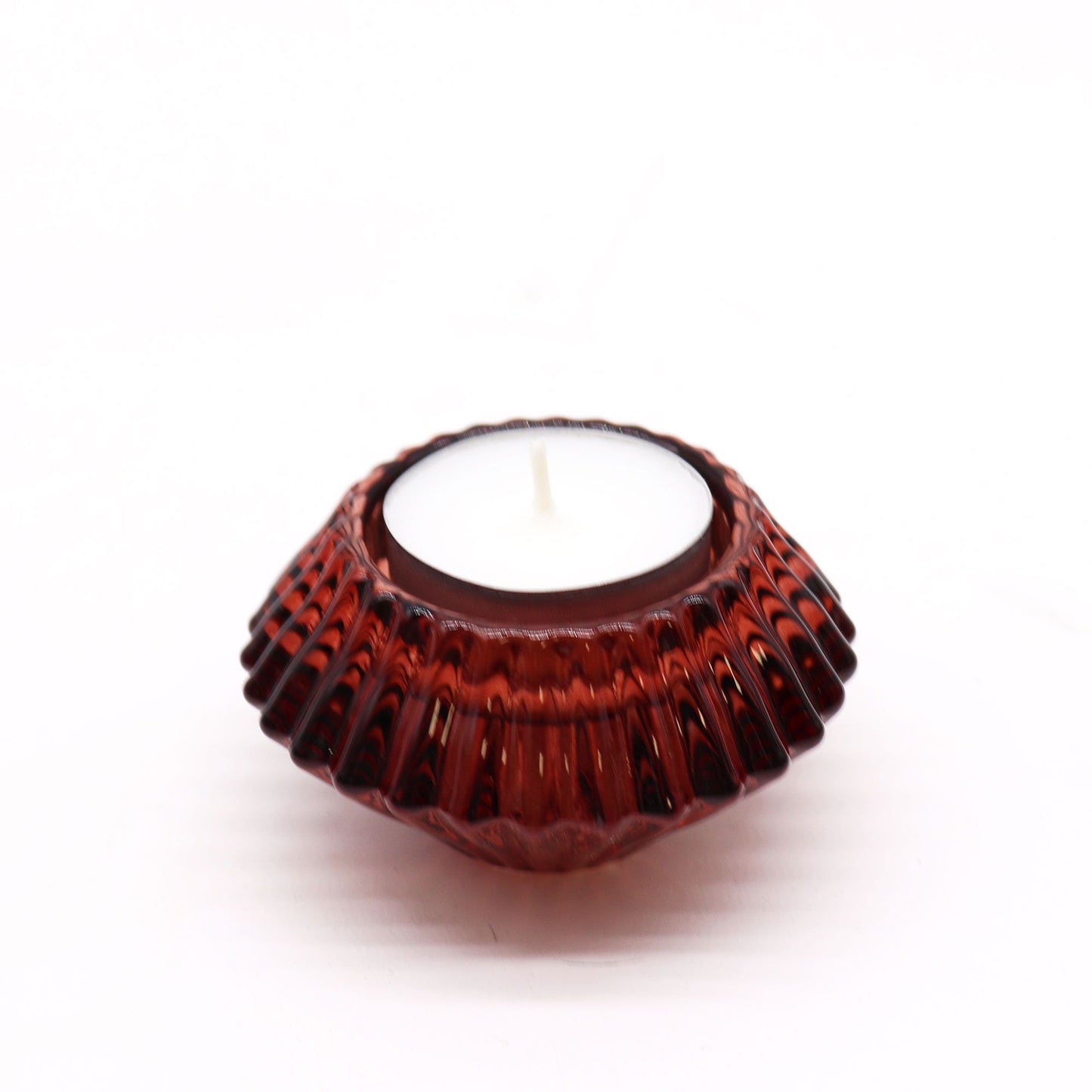 Pair of Flower Flip Dinner Candle / Tealight Holders - Vampire Red