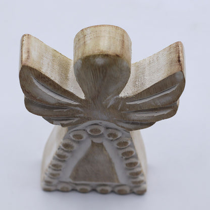 Mango Wood Angel - Whitewash (13cm)