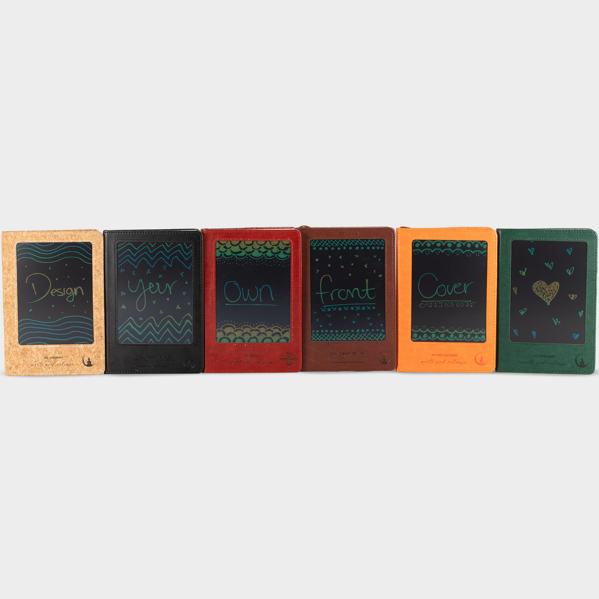 A5 Intention Note Book - LCD Wipe Screen - Orange Leather Effect - 80 Leafs