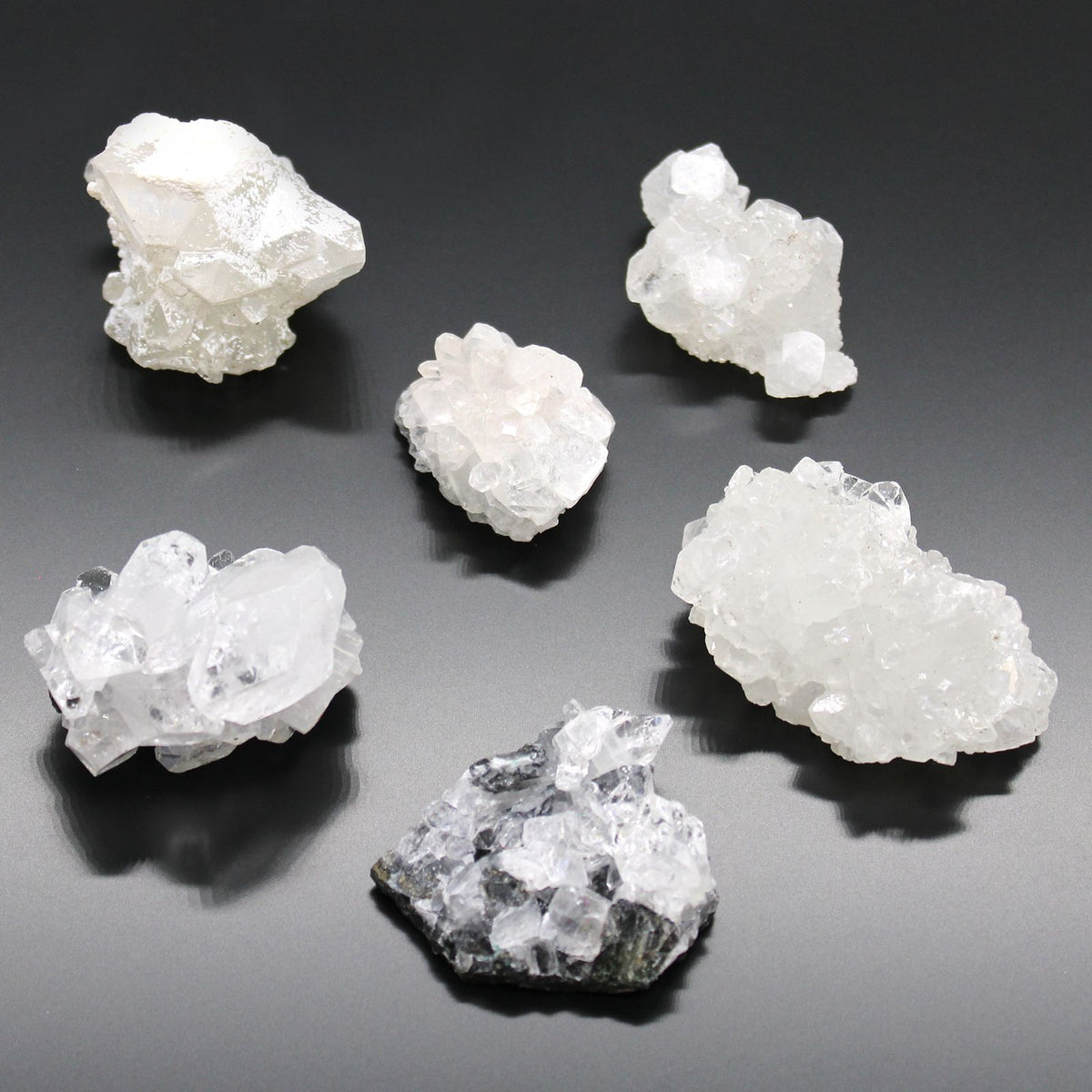 6x White Apophyllite Clusters 20-30mm