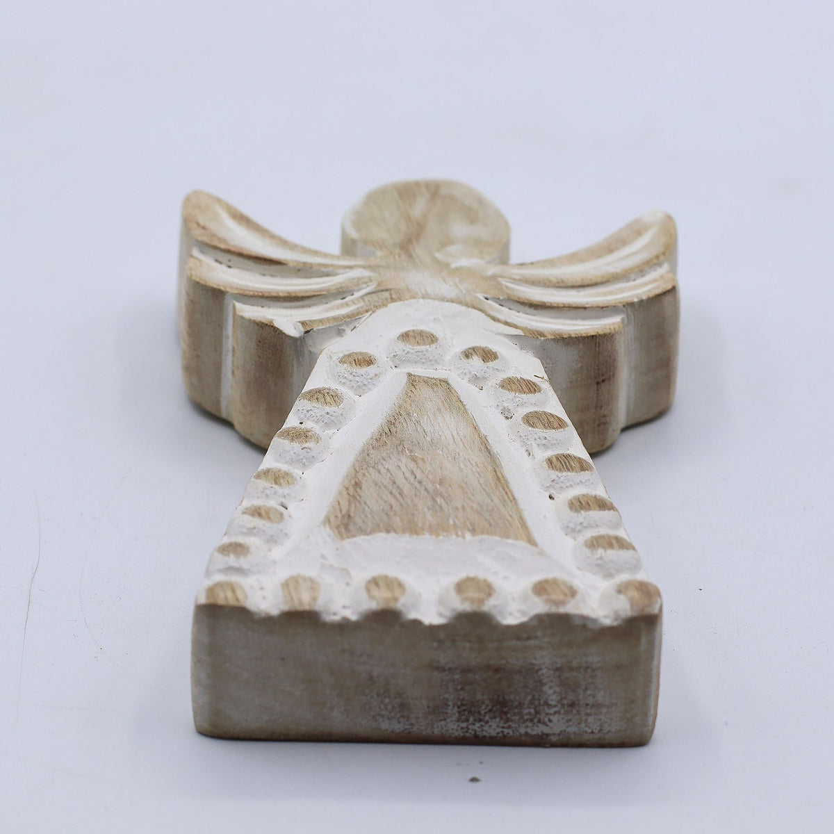 Mango Wood Angel - Whitewash (13cm)