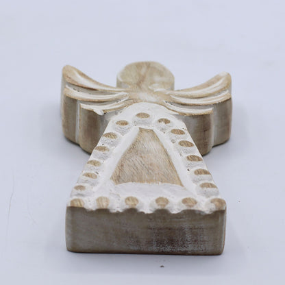 Mango Wood Angel - Whitewash (13cm)