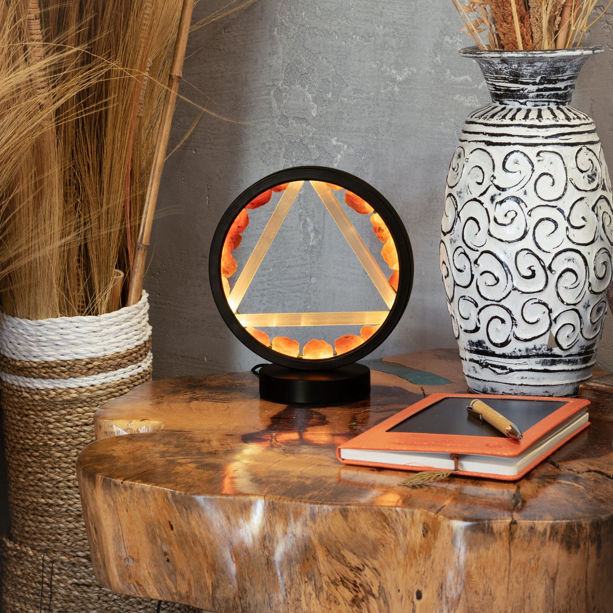 Gemstone Halo Lamp - Fire - Carnelian & Selenite