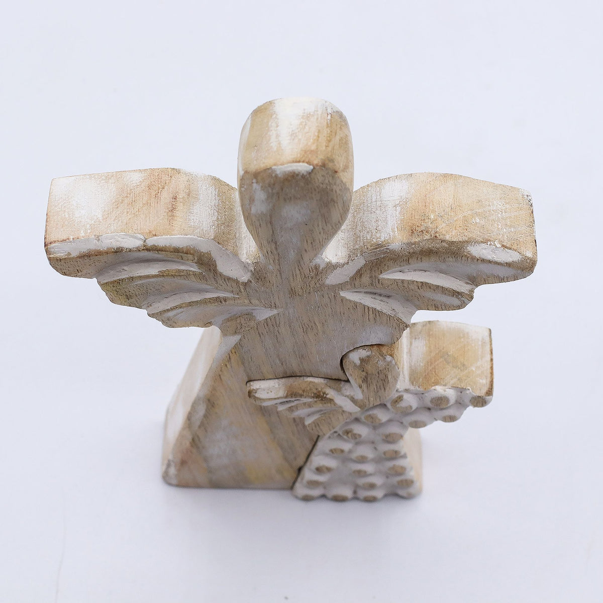 Mango Wood Angel in Angel - Whitewash (15cm)
