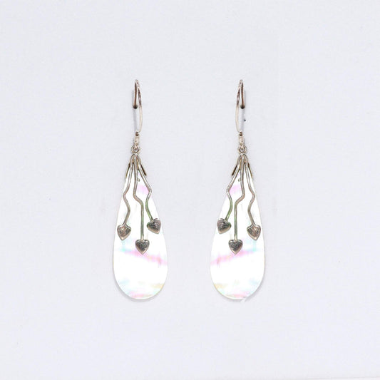 Shell & Silver Earrings - Three Hearts - MOP