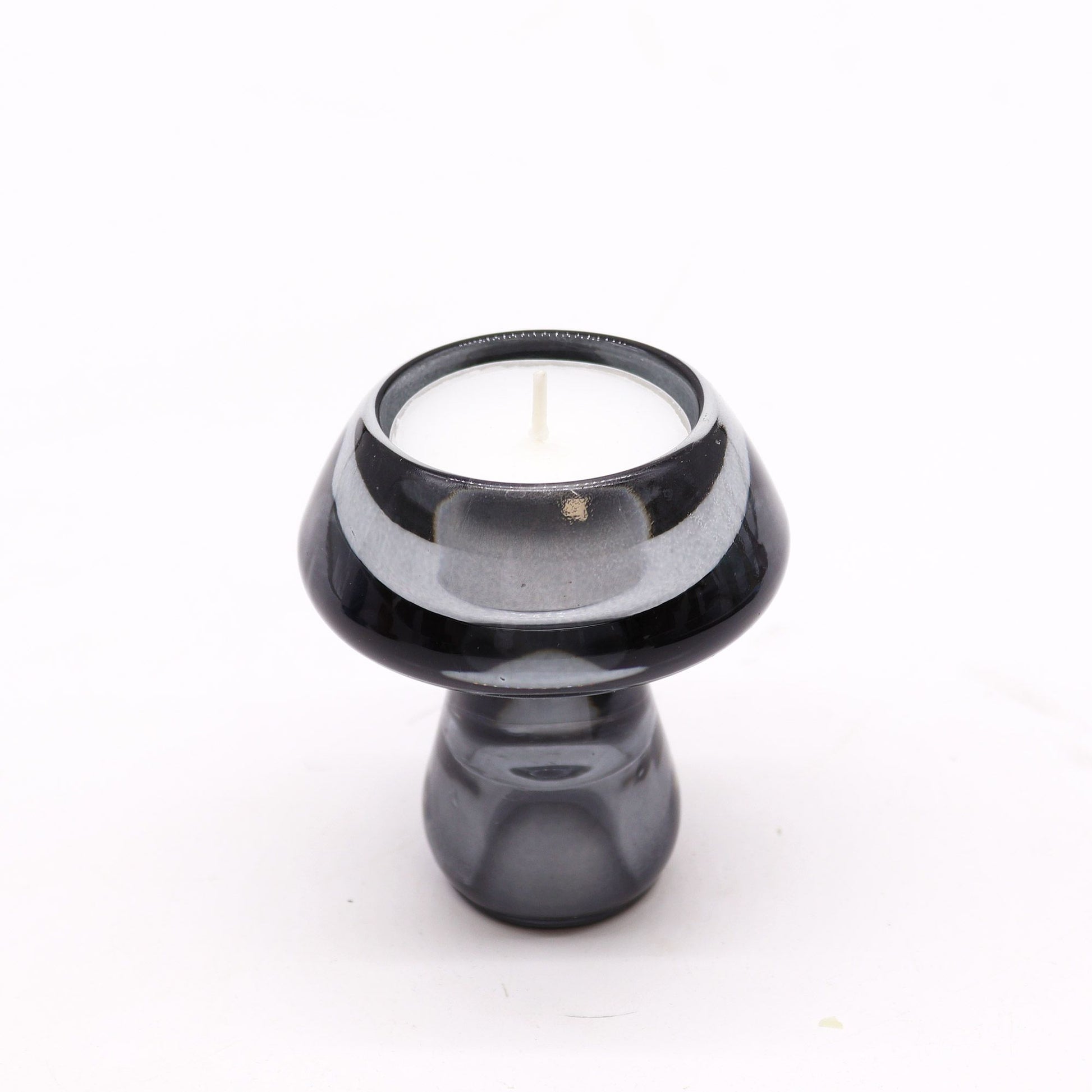 Pair of Mushroom Flip Dinner Candle / Tealight Holders - Midnight Grey