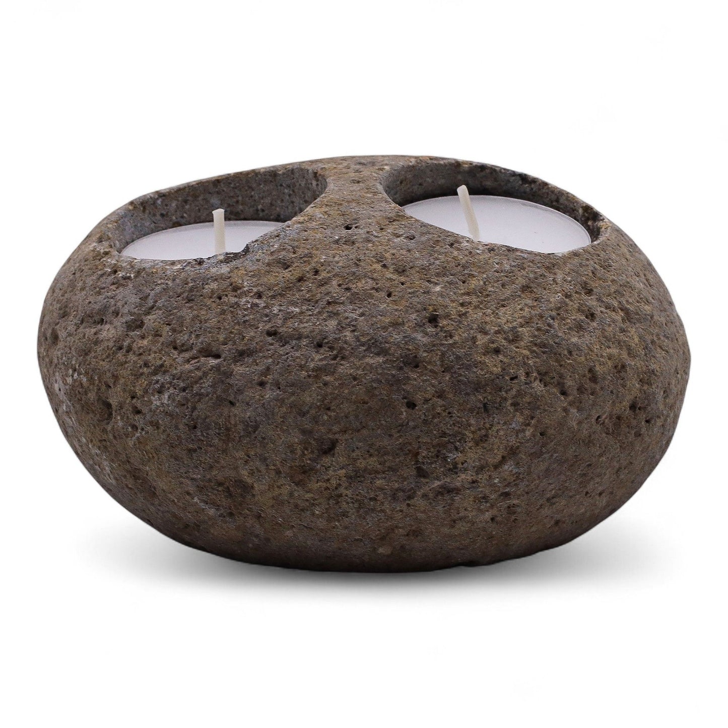 Natural Riverstone Candle Holder - Double Tealight