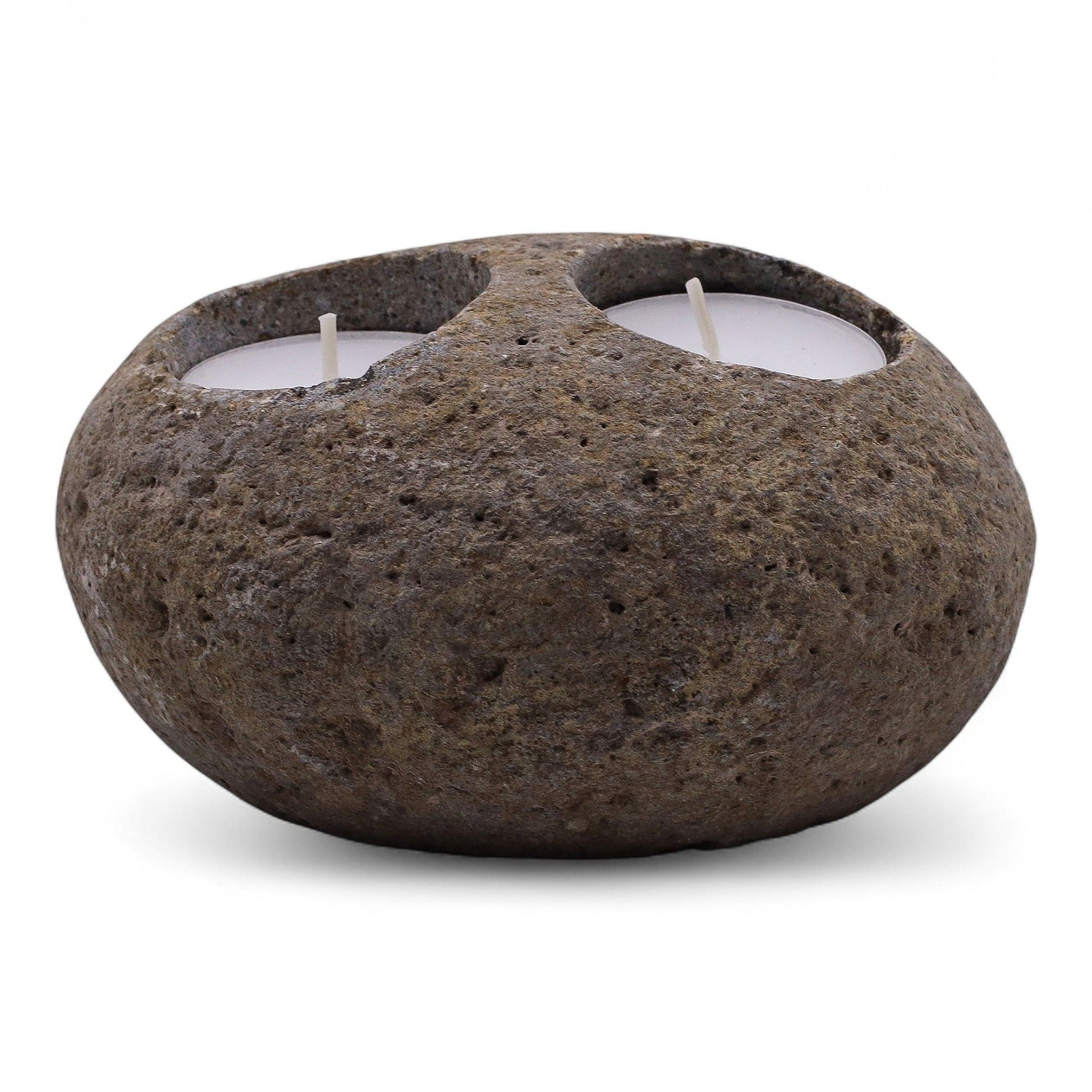Natural Riverstone Candle Holder - Double Tealight