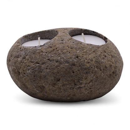 Natural Riverstone Candle Holder - Double Tealight