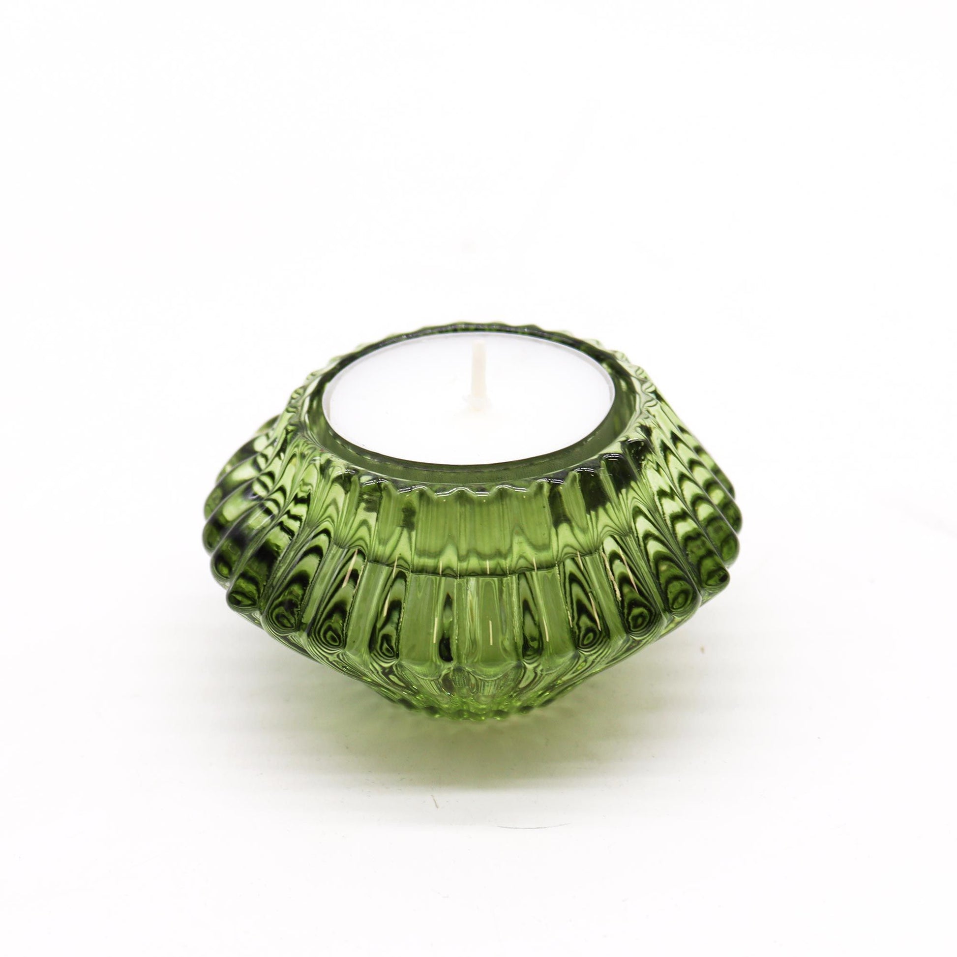 Pair of Flower Flip Dinner Candle / Tealight Holders - Garden Jade