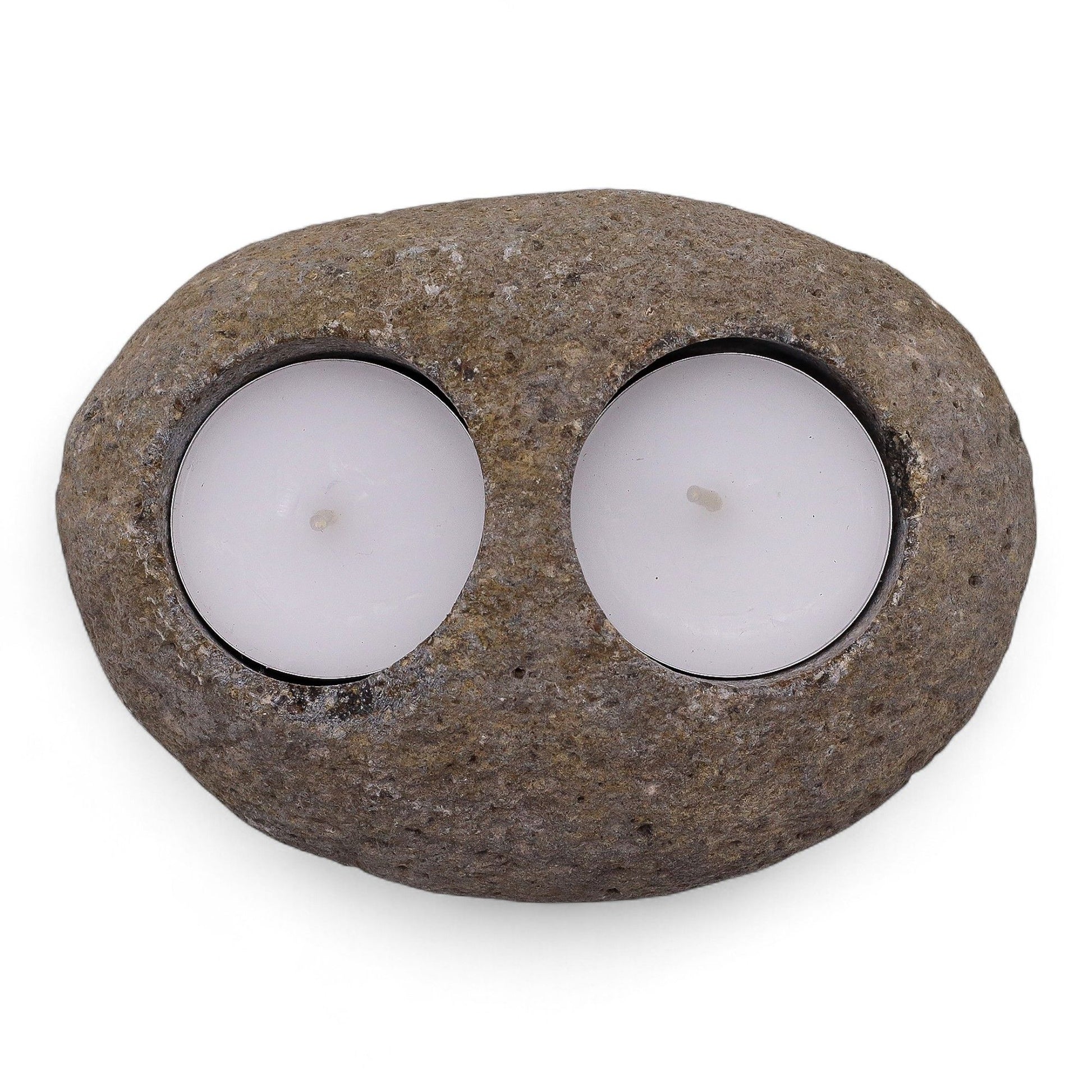 Natural Riverstone Candle Holder - Double Tealight