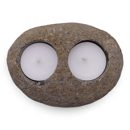 Natural Riverstone Candle Holder - Double Tealight
